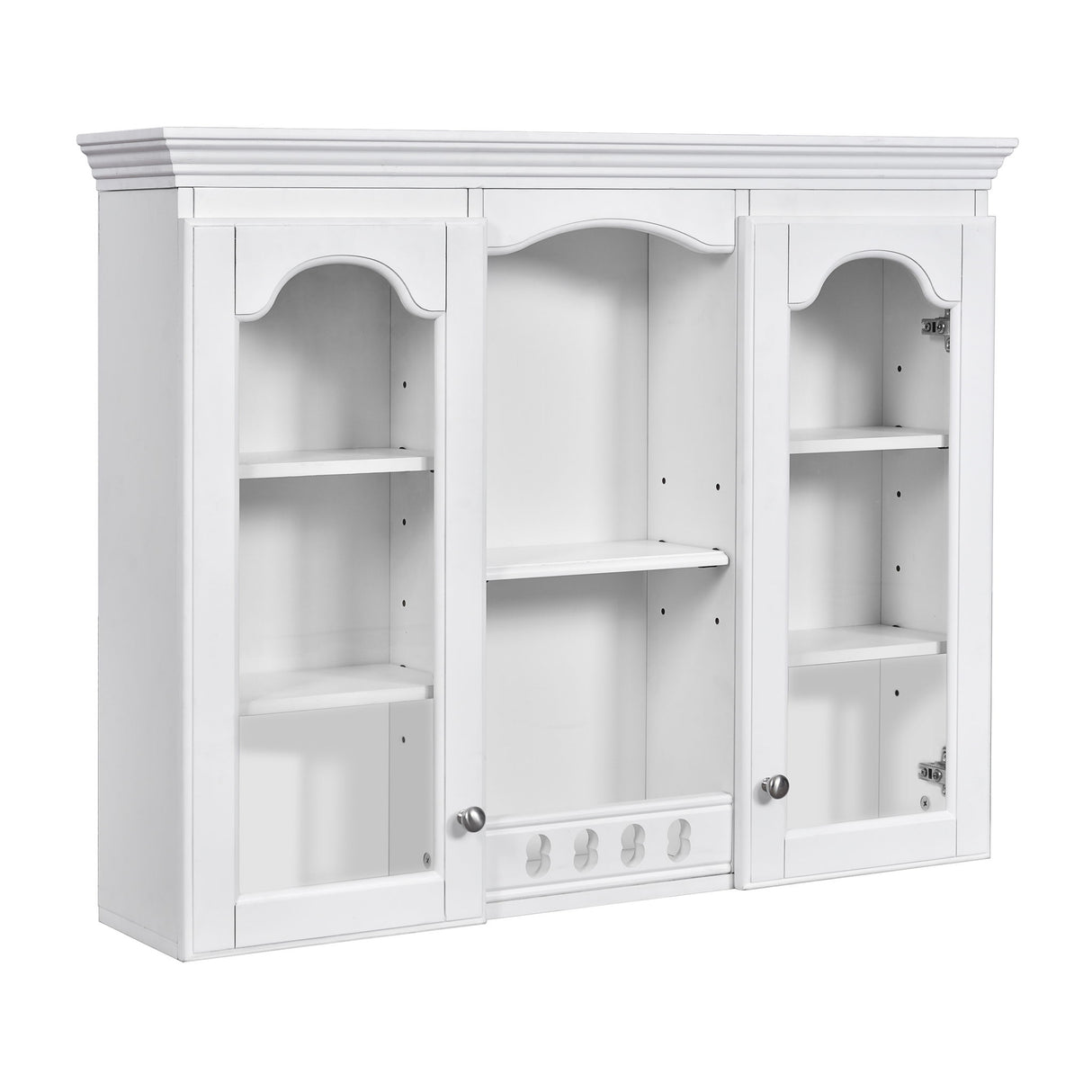 Wall-Mounted Medicine Cabinet With 2 Glass Doors, Adjustable Shelves - White