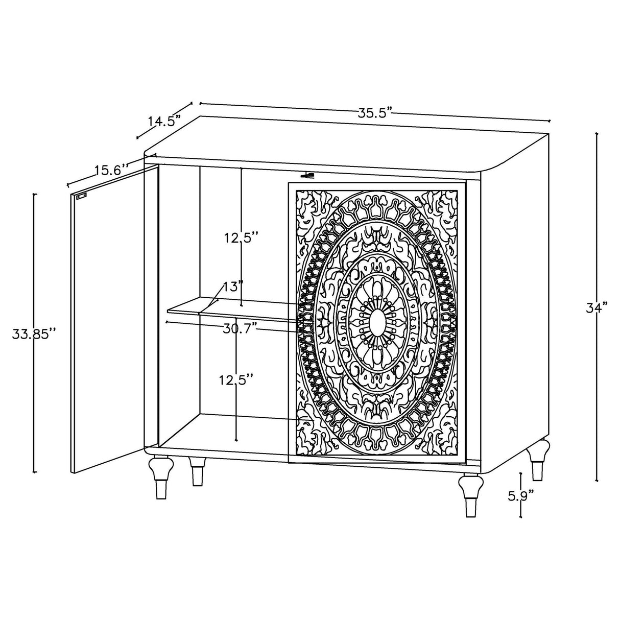 Angus - 2 Door Mandala Accent Cabinet - White