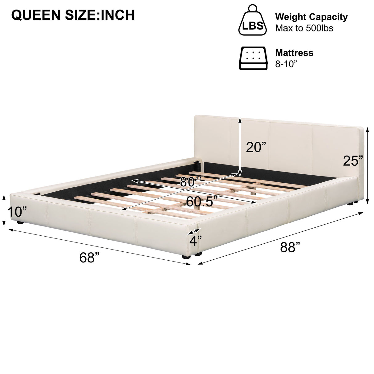 Stylish Upholstered Bed With Birch Wood Frame