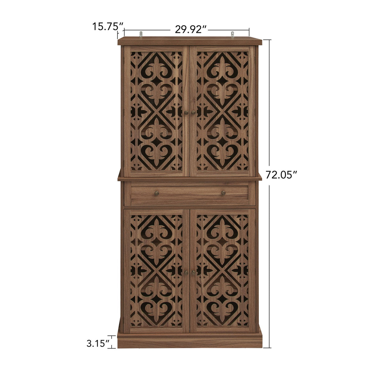4 Door Cabinet With 1 Drawer, With 4 Adjustable Inner Shelves, Storage Cabinet