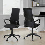 Office Chair With Adjustable Height, Armrests, Swivel - Black
