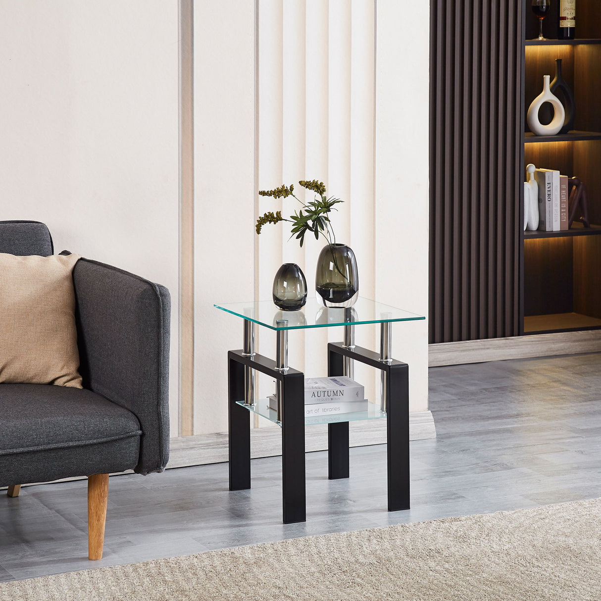 Luxury Modern Tempered Glass Coffee Table With 2 Layers