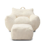 Giant Bean Bag Chair With Armrests And Footstool