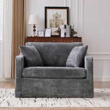 Farmhouse Accent Chair With 2 Bolster Pillows