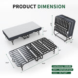 Twin Extra Long Folding Bed For Tall People, Heavy-Duty Rollaway Guest With Memory Foam Mattress - Black