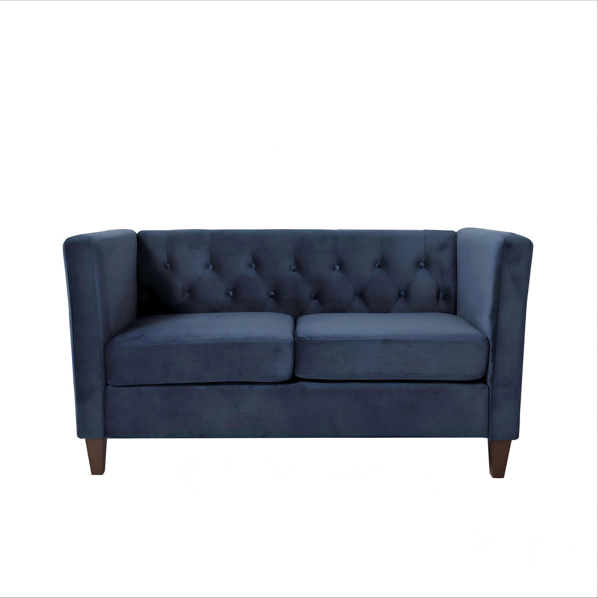 Button Tufted Loveseat, 2 Seater With Square Arm Couch For Living Room