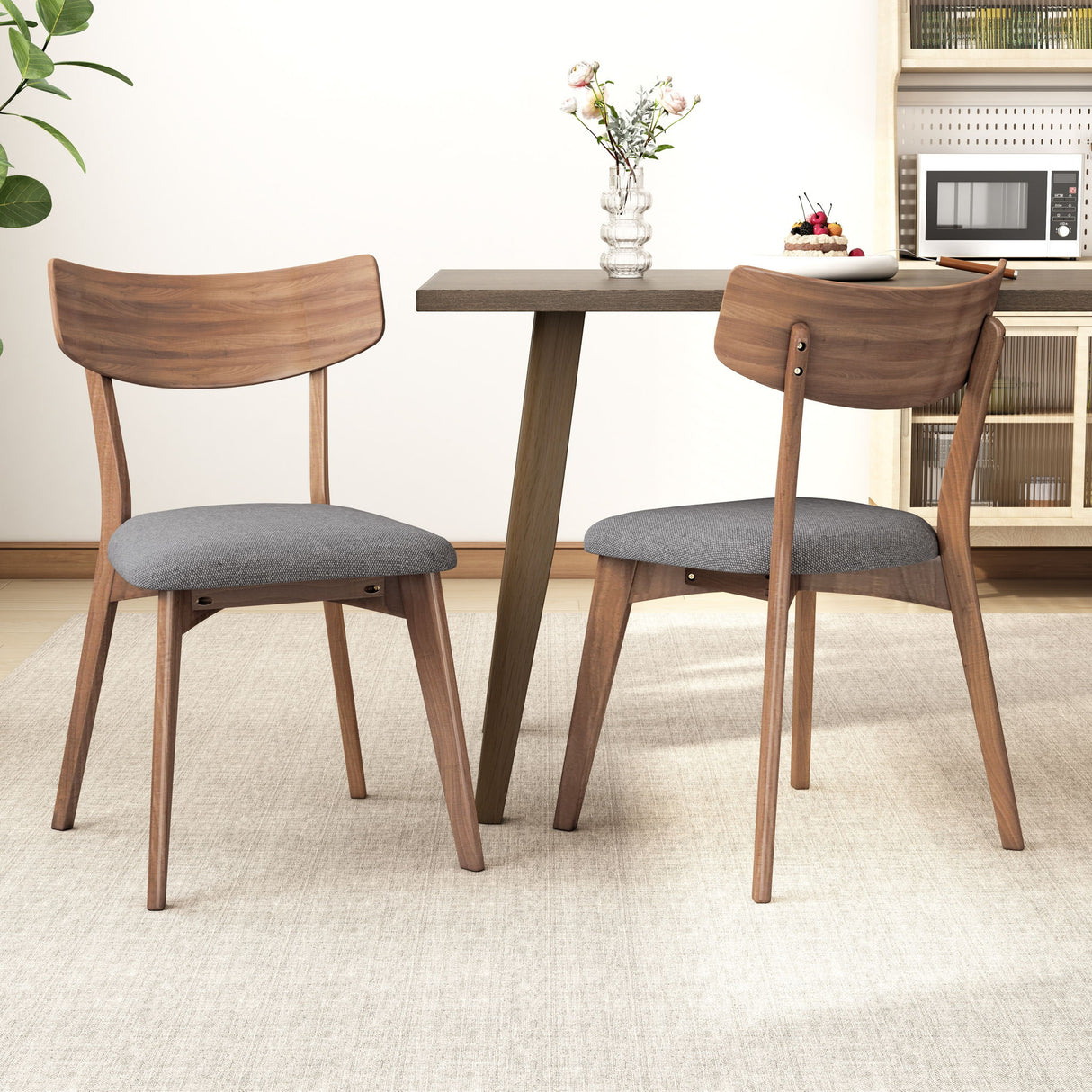 Mid Century Upholstered Dining Chairs (Set of 2)