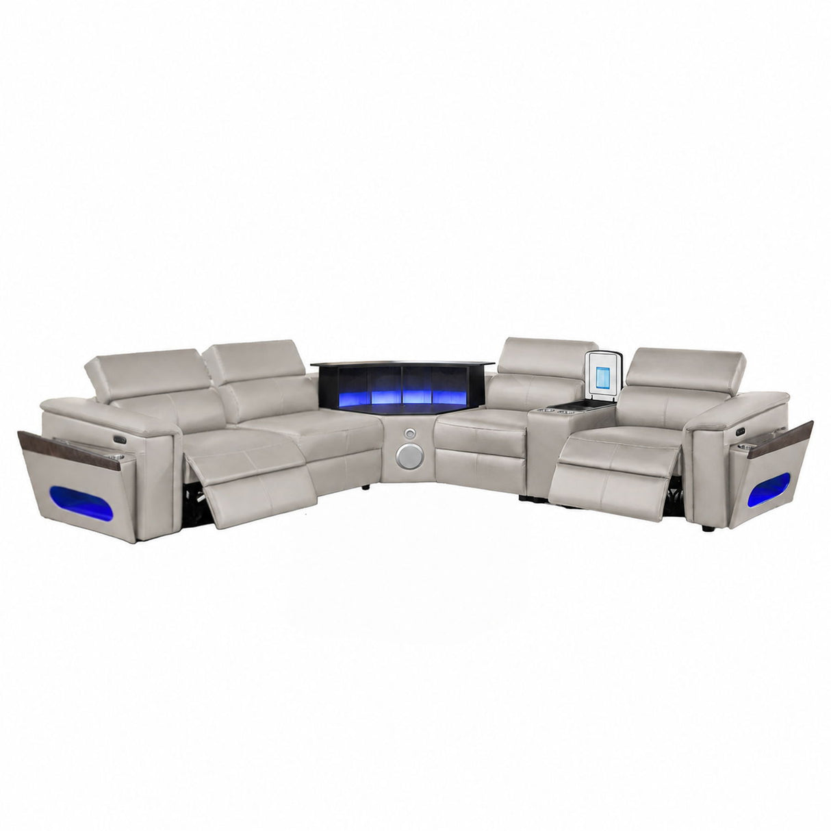 Nova - Sectional With Bluetooth Speaker, LED And Lifting Wine Cabinet