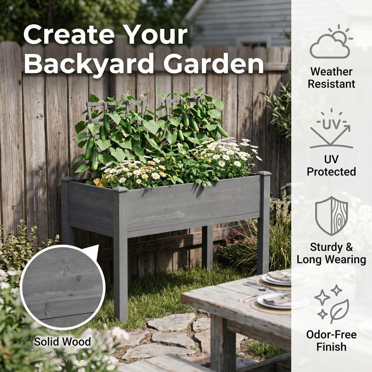 Elevated Raised Garden Bed For Outdoor