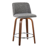 Toriano - Mid Century Modern Fixed Height Counter Stool With Swivel With Round Footrest (Set of 2)