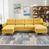 Modern L - Shape Convertible Sectional Sofa With Movable Ottoman