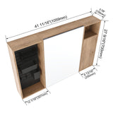 Wall Mounted Bathroom Mirror Cabinet With Soft Close Door, Storage Cabinet - Imitative Oak