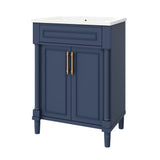 Bathroom Vanity With Integrated Sink, 2 Door Cabinet, Single Sink For Small To Medium Bathrooms