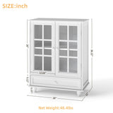 Minimalist Buffet Cabinet With Double Glass Doors And Drawer
