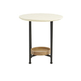 Oval End Table - White / Natural