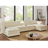 Oversized Modular Sectional Sofa With Multi Functional Console