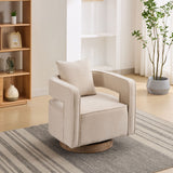 Swivel Accent Open Back Barrel Chair With Weathered Base