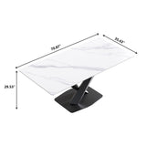 Modern Artificial Stone Straight Edge Metal X Leg Dining Table, 6 People