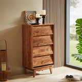 Vintage Style 4 Drawer Double Dresser With Bevel Design - Brown