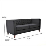 Button Tufted Loveseat, 2 Seater With Square Arm Couch For Living Room