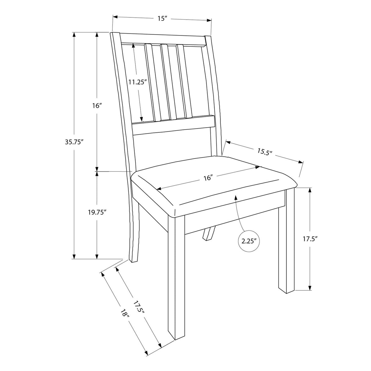 Dining Chair, Side, Upholstered For Dining Room, Transitional (Set of 2) - Brown