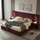 Comfortable Upholstered Bed With Vertical Channel Tufted Wingback Headboard