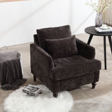 Modern Mid Century Wood Frame Armchair With Tufted Design