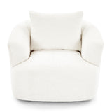 360° Swivel Barrel Sofa Chair With Throw Pillow, Upholstered Accent Chair