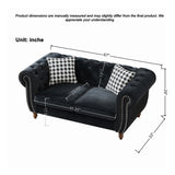 Chesterfield Upholstery Fabric Loveseat With Roll Armrest And Nailhead