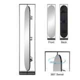 Full Length Standing Mirror, 360° Swivel Floor Mirror For Bedroom - Black
