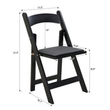 Solid Wood Upholstered Folding Chair Set, Dining Room (Set of 4)