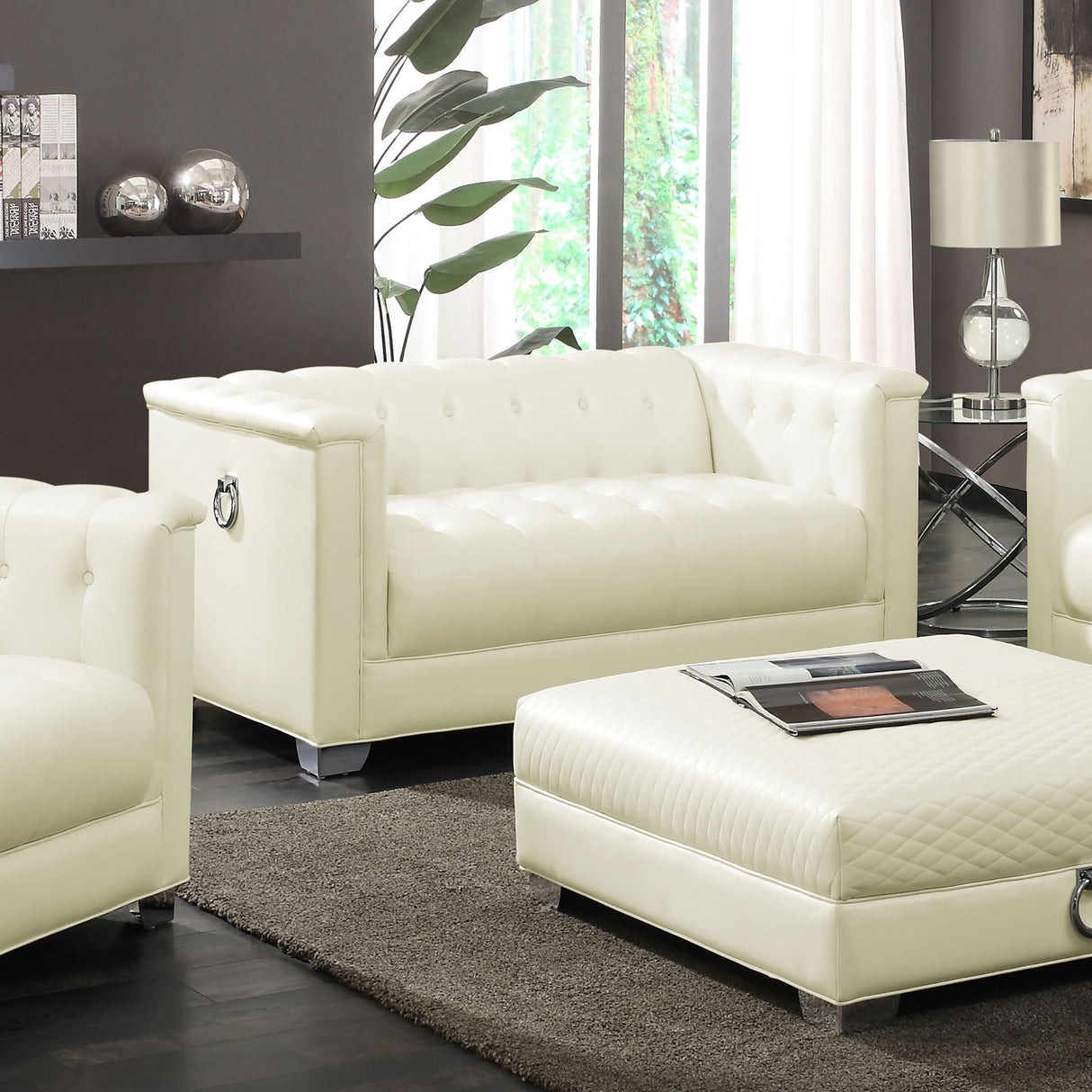 Earline - Upholstered Track Arm Loveseat - White