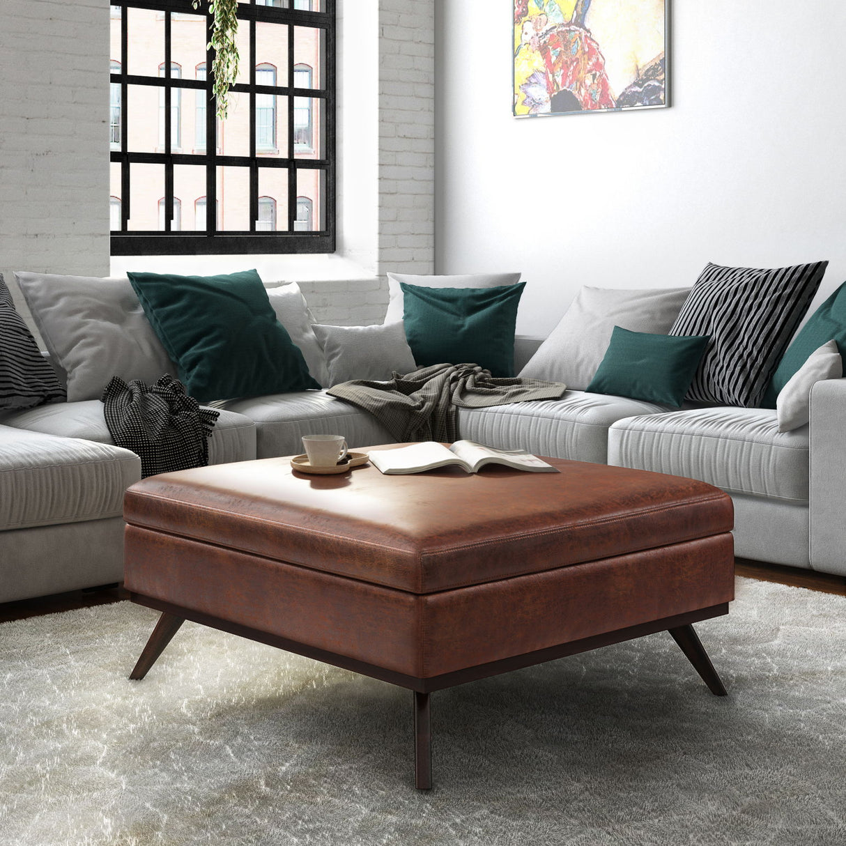 Owen - Multifunctional Square Coffee Table Storage Ottoman