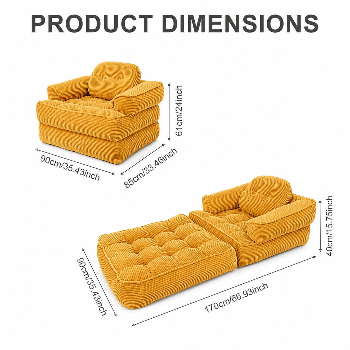 Convertible 2 In 1 Armrest Sofa For Bedroom