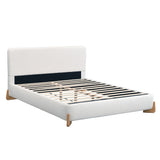 Elegant Boucle Upholstered Bed With Solid Wood Feet