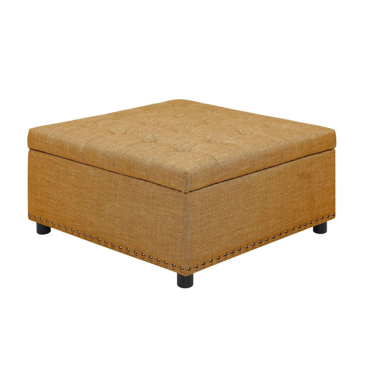 Tufted Storage Ottoman With Button Tufting And Nailhead Trim