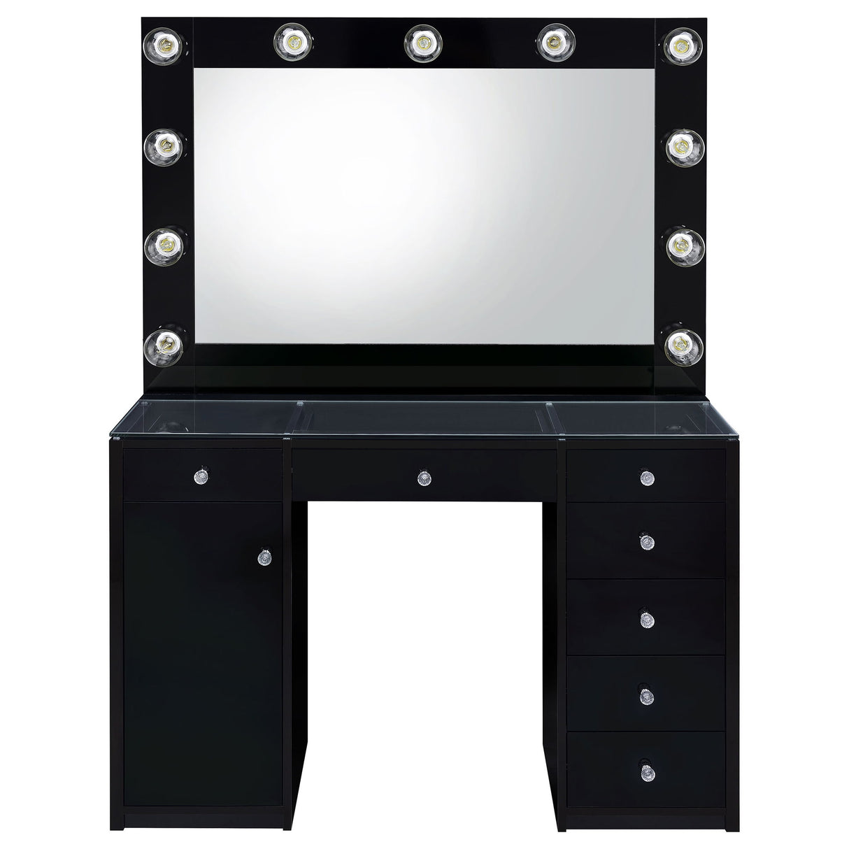 Fern - 7 Drawer Vanity Set With Mirror And Globe Lights