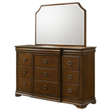Leonide - 9 Drawer Dresser With Mirror - Cherry