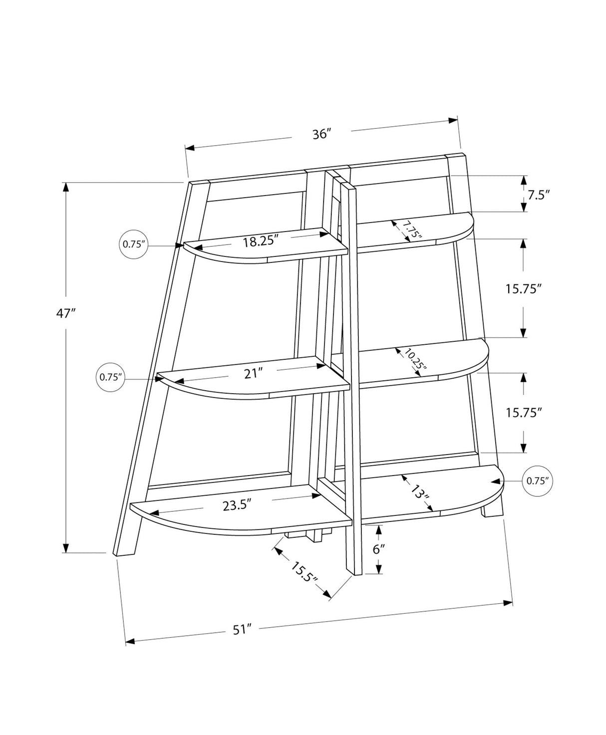 Bookshelf, Bookcase, Etagere, 3 Tier, For Office, Contemporary & Modern