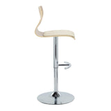 Folia - Mid Century Modern Adjustable Barstool With Swivel With Rounded T Footrest (Set of 2)