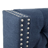 Transitional Upholstery Headboard With Tufted Buttons And Nailhead Trim