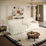 Luxuriously Comfortable Cloud Couch Sofa With Elegant Rolled Arms & Pleated Skirt Design