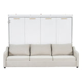 Murphy Cabinet Bed With Folding Sofa, Built In Storage Shelves And LED Light