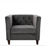 Button Tufted Accent Chair, Square Arms