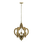Farmhouse Chandelier, 6 Light Wood Chandelier Pendant Light Fixture With Adjustable Chain For Dining Room Living Room Entryway, Bulb Not Included