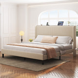 Platform Bed With Metal Frame And Charging Station