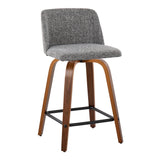 Toriano - Mid Century Modern Fixed Height Counter Stool With Swivel With Square Footrest (Set of 2)