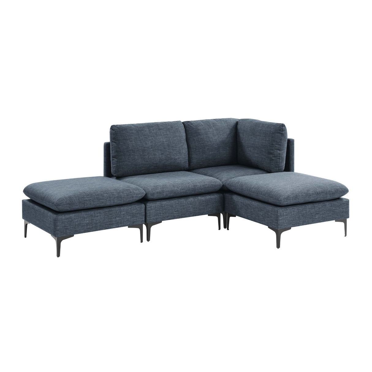 Upholstered Modular Sectional With Tall Legs, Medium Firm Seat