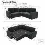 Upholstered L - Shape Sectional Sofa Bed With Pull Out Sleeper And Storage