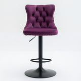 Swivel Barstools Adjusatble Seat Height, Modern Upholstered Bar Stools With Backs Comfortable Tufted For Home Pub And Kitchen Island (Set of 2)